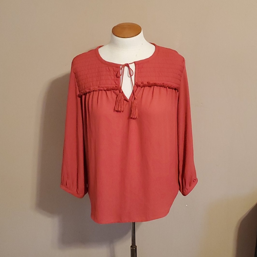 Loft Ann Taylor orange/rust long-sleeve blouse medium